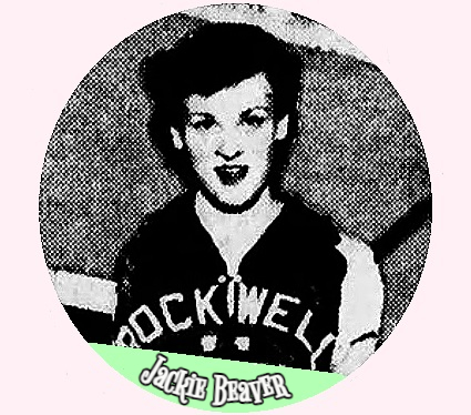 Portrait from chest up of Jackie Beaver, girls basketball player ib North Carolins, for Rockwell High School. From the Salisbury Sunday Post, Salisbury, N.C., March 11, 1951.