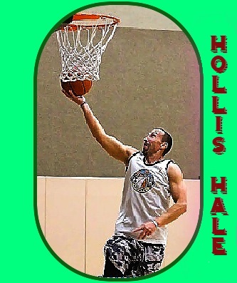 Image of Hollis Hale laying a basketball into a basket for the Easy Go Travelers of the Green Valley Vet League. (Ultimate Hoops)