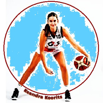 Image of U19 girls basketball player from Estonia  Audentes Sportsd Club shown posing dribbling the ball in white uniform.
