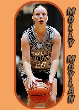 Image of Molly Moylan, Wodonga Wolves in the Australian Country Basketball League (CBL) North East Women's Basketball League in the state of Victoria, about to shoot a free throw in grey uniform #20.