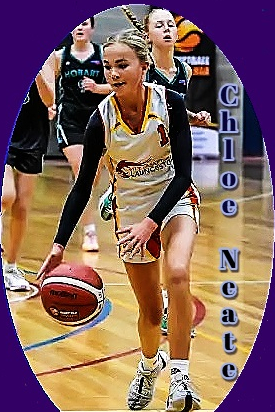 Image of Australian (Tmanian) girls basketball player, #1, dribbling the ball in a game for her Launceston City U16 team.