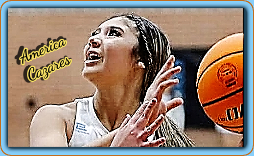 Close-up photo of America Cazares, Pueblo High School, Tucson, Arizona girls basketball player looking up at the basket.