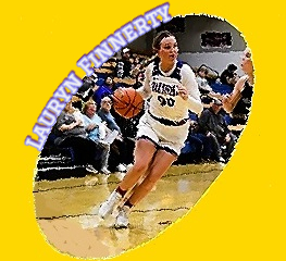 Hartford High (Kansas) number 00 driving towards the basket for her girls basketball team.