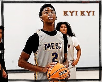 Kyi Kyi Miles, Mesa High School, Arizona, about to send up a free throw in his #2 MESA uniform.