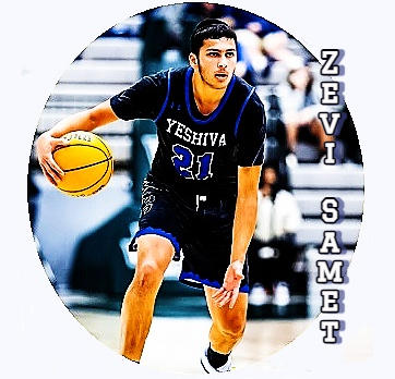 Yeshiva University's Zevi Samet, basketball team member in an action shot in his #21 uniform.