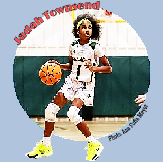 6th grader, Jadah Townsend plays for the Edgewood High School girls varsity basketball team in 2026 in Alabama. Show making a play in a game in her #1 uniform. Photo by Ana Sofia Meyer.