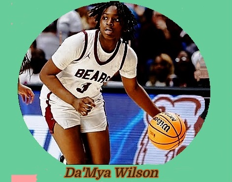 Da'Mya Wilson, Barton High School, Arkansas, shown in white BEARS uniform #3, looking to make a play.