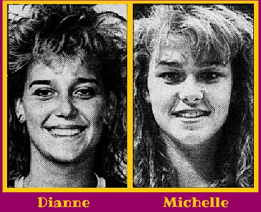 Portraits of basketball playing sisters Dianne and Michelle Hall, Walled Lake Western High School in Michigan, from The Ann Arbor News, Ann Arbor, Michigan, March 7, 1991.