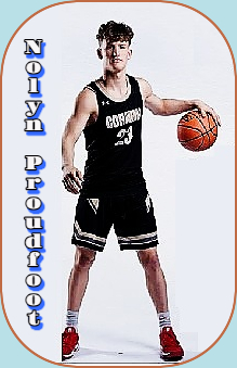 Nolyn Proudfoot, Corning-Painted Post High, New York, #23 in black uniform, posing dribbling basketball.