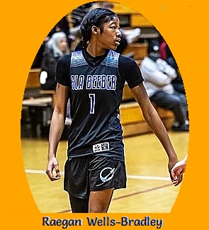 Raegan Wells-Bradley, girls basketball player on the Science Leadership Academy at Beeber team in Philadelphia, Pennsylvania shown in #1 uniform  during game play.