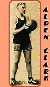 Basketball player Alden Clark, with basketball, Acadia High, New Brunswick, 1924.