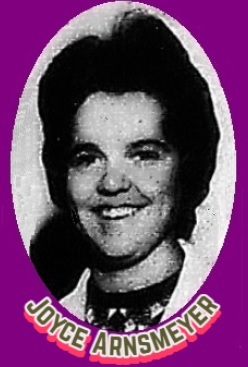 Joyce Arnsmeyer portrait, Ashland High School, Missouri, 1966 smiling portrait. From The Columbia Daily Tribune, Columbus, Missour, February 20, 1966.