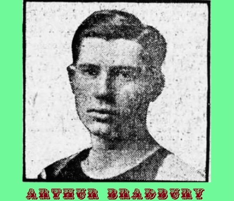 Portrait of Arthur Bradbury, boys basketball player for Windsor High, Vermont. From The Boston Evening Globe, March 4, 1917.