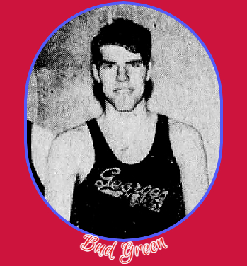 From team photo: Bud Green, George's All-Stars basketball team, Fredericton, New Brunswick. From The Daily Gleaner, Fredericton, N.B., Canada, April 3, 1957.