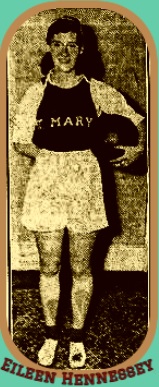 Photo of Eileen Hennessey on the St. Mary's girls team in New Jersey, 1936. From The Jersey Journal, Jersety City, N.J., November 17, 1936.