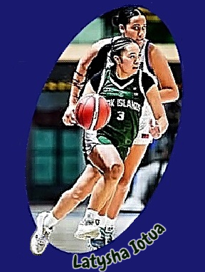 Number 3, in dark green uniform with white lettering and trim, bringing the ball upcourt, is Latysha Iotua of the Cook Islands, U18 girls basketball player in 2026.