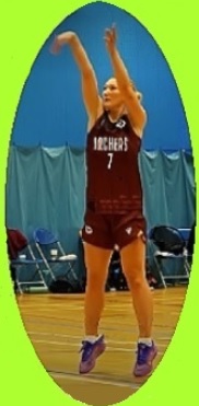 Follow-through of jump shot by Jordan Grant, English girl basketball star