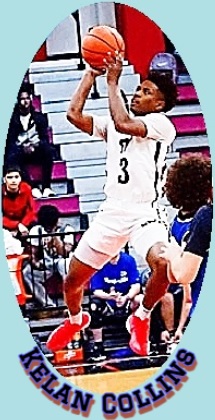 Image of Kelan Collins Mexia High School basketball player in the state of Texas, shooting a jump shot in uniform #3.