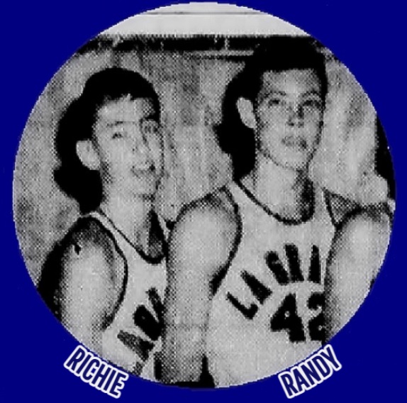 Cropped from a team photo, we see the Mahaffey brothers, Richie (left) and Randy (#42, right), LaGrange High School. Georgia, standing facing to their left. From The Columbus Enquirer, Columbus, Georgia, February 19, 1963.