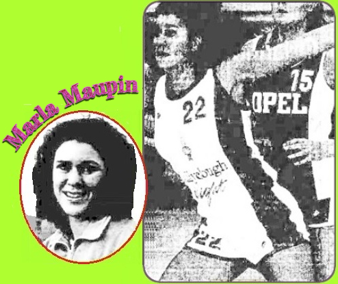 Marla Maupin from Illinois, #22 in action shot for Blarney team in Ireland women's basketball league. Action shot from the Irish Independent, Dublin, January 19, 1993; the portrait from the Evening Herald, Dublin, February 16, 1991.