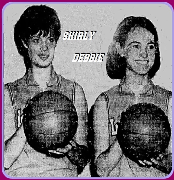 The Feller sisters, Shrly (left) and Debbie (right////0, Lewis Central High School, Iowa. Both hold basketballs. From the Council Bluffs Non[areil, Council Bluffs, Iowa, 12/24/1972.