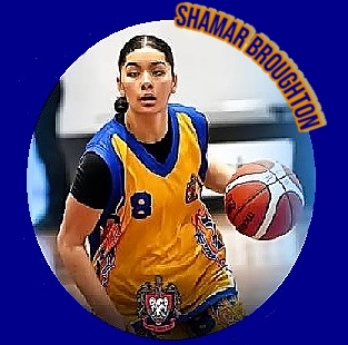 Image of Shamar Broughton, #8 on Mt. Mauganui College basketball team, shown with ball, looking t make a play.