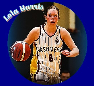 Lola Harris, #8 in her CASHMERE vertically pinstriped  uniform for New Zealand's Cashmere High, looking to make a play.