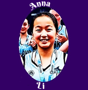 Portrait, from team photo, of Anna Li, New Zealand U14 basketball star.