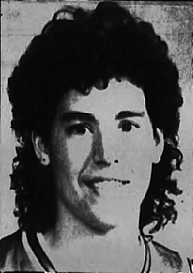 Portrait image of Kim Fredrickson, basketball player as a junior on the University of Wisconsin team. From the Leadr-Telegram, Eau Clair, Wisconsin, December 18, 1990.