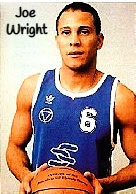POrtrait of Joe Wright, basketball player, in blue unifor, #16.