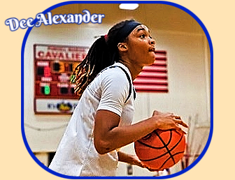 Image, side view, of Dee Alexander, preparing to shoot the basketball for Purcell Marian High School, Ohio.