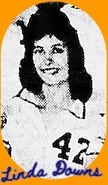 Image cropped from team photo. Linda Downs, Yatesville High School (Georgia) girls basketball  player, #42. From The Macon Telegraph, Macon, Ga., March 9, 1960.