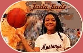Image of Jada Eads, basketball player on the Wekiva High School girls basketball team, shown in Mustangs jersey, twirling a ball with her finger of her right hand