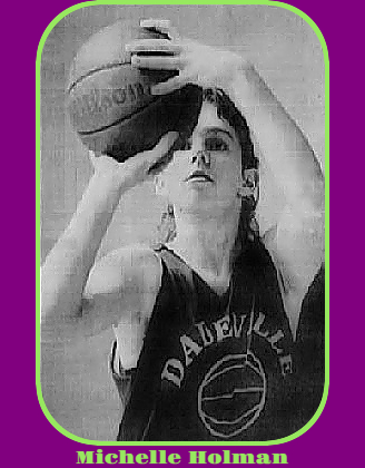 Image of Michelle Holman, Missouri giel basketball player shooting a foul shot. From the Springfield News-Leader, Springfield, Mo., February 28, 1995. Photograph by Steve J.P. Liang.