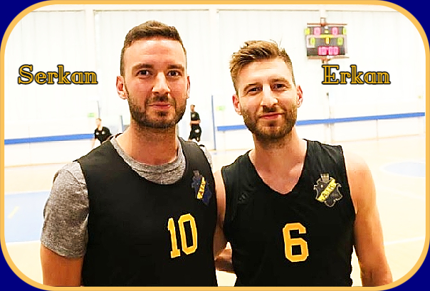 Photo of brothers Serkan and Erkan Inan, Swedish professional basketball players in the Superettan league, playing for AIK Basket. Serkan #10, Erkan #6..