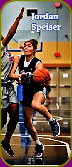 Jordan Speiser, Lutheran High (Missouri) girls basketball player #23, trying to score.