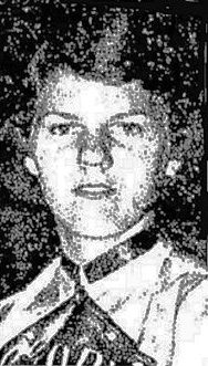 Image of girls basketball player Leona Johnson, Story City High Visqueens (Iowa), shown in uniform, from shoulders up. From the Ames Daily Tribune, Ames, Iowa, January 3,1959.
