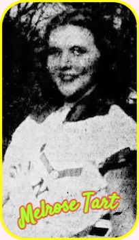 3/4 shoulder shot of Melrose Tart, girls basketball player in 1949 for DunnHigh School, North Carolina. From The News and Observer, Raleigh, N.C., March 6, 1949.