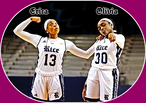 Image of two sisters, Erica and Olivia Ogwumike, Rice University, 2017-18.