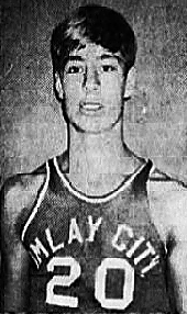 Image from chest up of boys basketball player, Randy Whitkopf, Imlay City High School (Michigan) in uniform #20, From The Times Herald,Port Huron, Mich., December 9, 1970.
