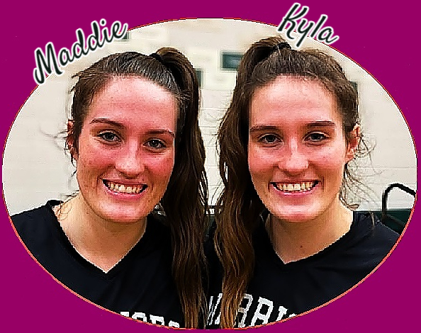 Picture of the Wiersema twins, Maddie (left) and Kyla (right) posing in portrait after last volleyball game.