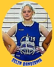Image of Selin Bandirma, Baden-W�rttemberg basketball player (Germany), #15 for the Backnanger Cool Blues U14 girls basketball player. Shown cropped from team photo, in blue uniform, with hands on hips.