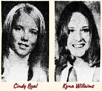 Portrait photos of Cindy Byal, Mingo High School and Kyna Williams, Central Dallas HS of Minburn. From the Des Moines Tribune, Des Moines, Iowa, February 6, 1973