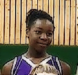 Image of Jade Marie Famboupe-Taffou, U16 womens basketball player for N�rtingen in Baden-W�rttemberg, Germany. From team photo, in blue jersey.