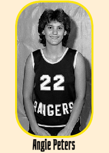 Photo of girls basketball player Angie Peters in her #22 RANGERS jersey for Unaka High School, Elizabethtown, Tennessee.