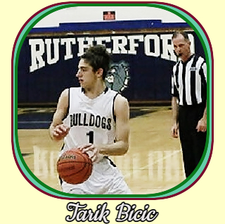New Jersey boys basketball player Tarik Bicic, Rutherford High School, looking to make a play  in his #1 BULLDOGS uniform.