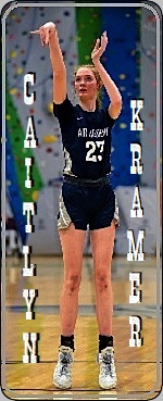 Number 27, CAitlyn Kramer, girls basketball player for the Air Force Academy High School in Colorado, shooting a foul shot.