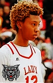 Side view of Kiara Turner, Laney High School (Georgia) girls basketball player, with golden hair.
