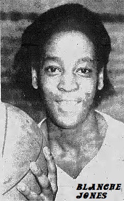 Close-up image of Blanche Jones, :incoln High School basketball player in New Jersey. From The Jersey Journal and Jersey Observer, Jersey City, N.J., March 19, 1980.