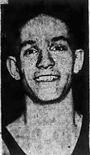 Portrait image of Bruce Erb, basketball player on the Ross Ticket Agency team in 1957. From the Paterson Evening News, Paterson, New Jersey, March 28, 1957.